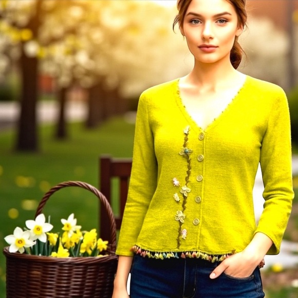 Vasari Women’s Cardigan With Fringe Details. Green. Medium NWT - Picture 1 of 12